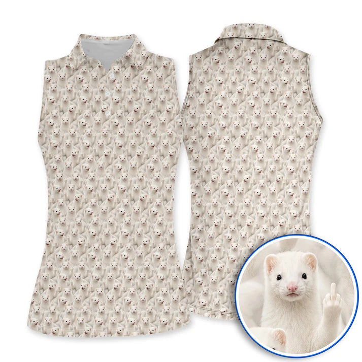 My Name is Musky! Stubby's Story F☆CK ANIMAL TESTING Sleeveless Ladies Polo Shirt!