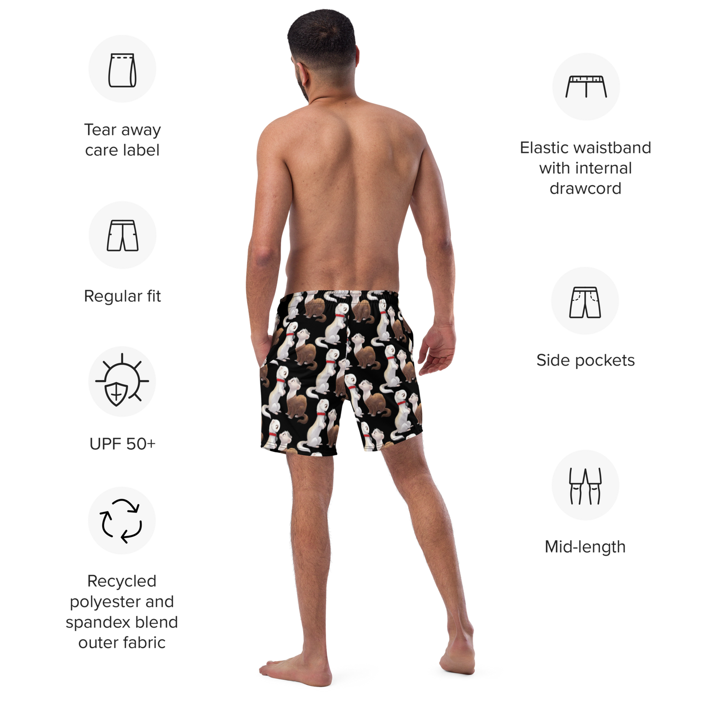 "My Name is Musky! Stubby Meets Musky" Men's Swim Trunks!