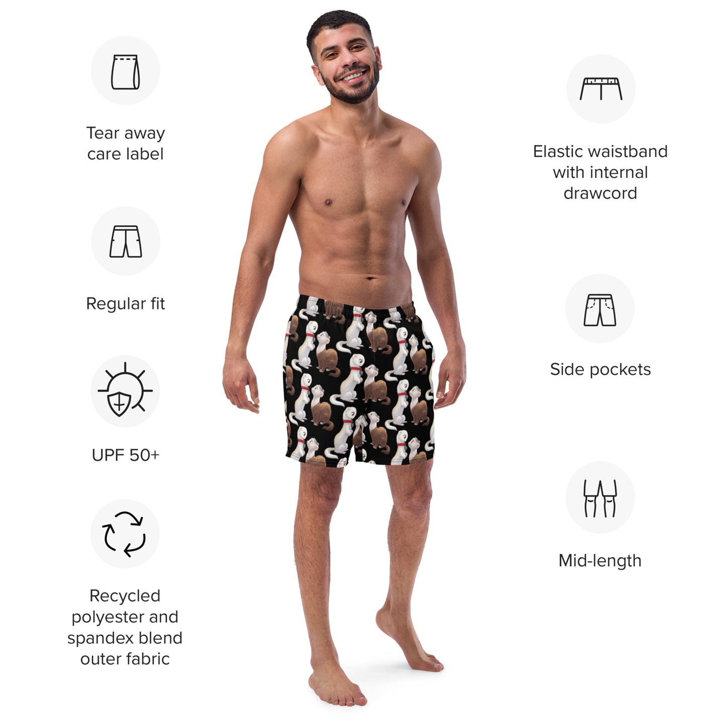 "My Name is Musky! Stubby Meets Musky" Men's Swim Trunks!