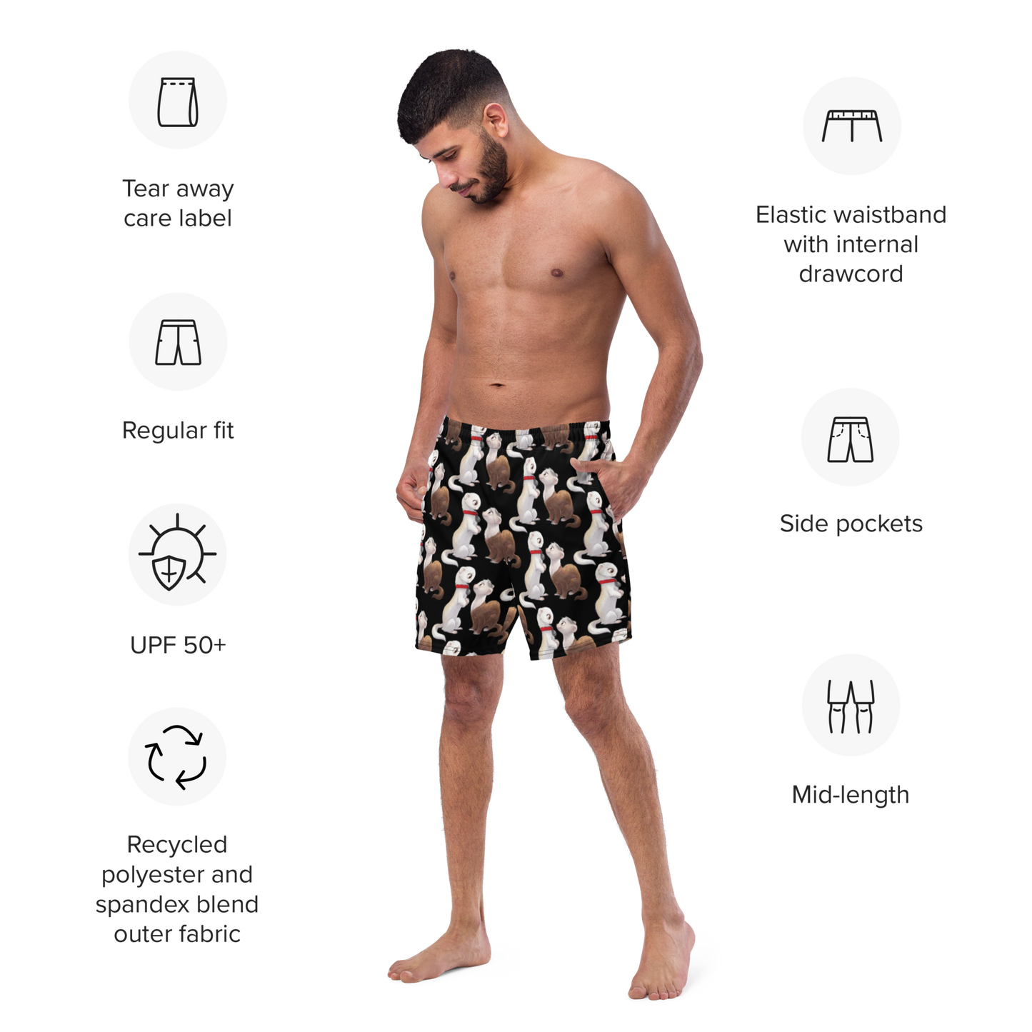 "My Name is Musky! Stubby Meets Musky" Men's Swim Trunks!