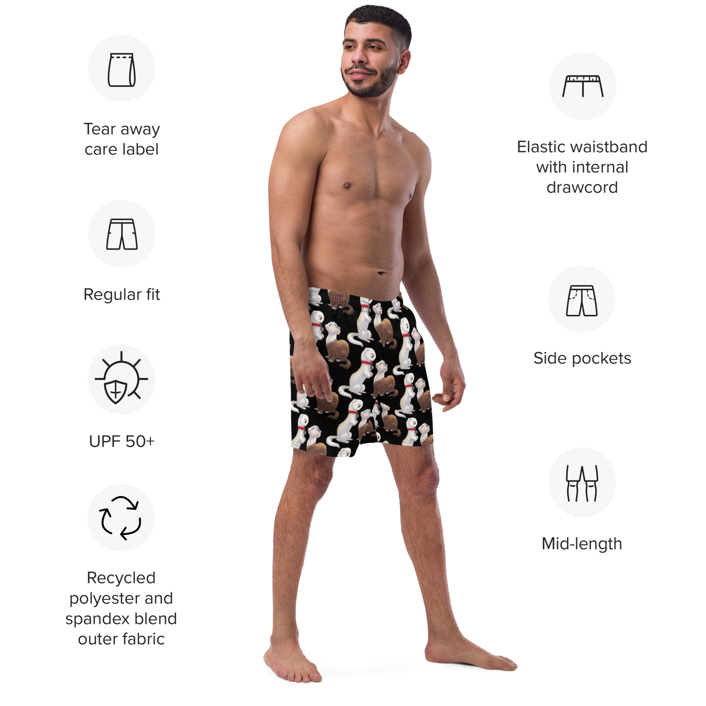 "My Name is Musky! Stubby Meets Musky" Men's Swim Trunks!