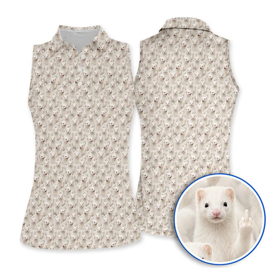 My Name is Musky! Stubby's Story F☆CK ANIMAL TESTING Sleeveless Ladies Polo Shirt!