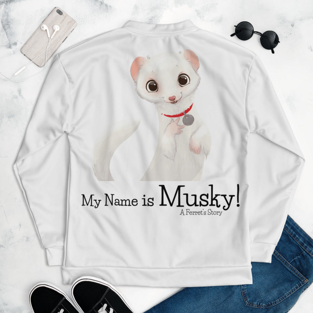 "My Name is Musky! A Ferret's Story" Unisex Spring & Fall Bomber Jacket!